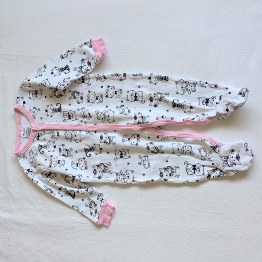 minimi kitten print cotton snap footie sleeper pajamas 9 months baby girl